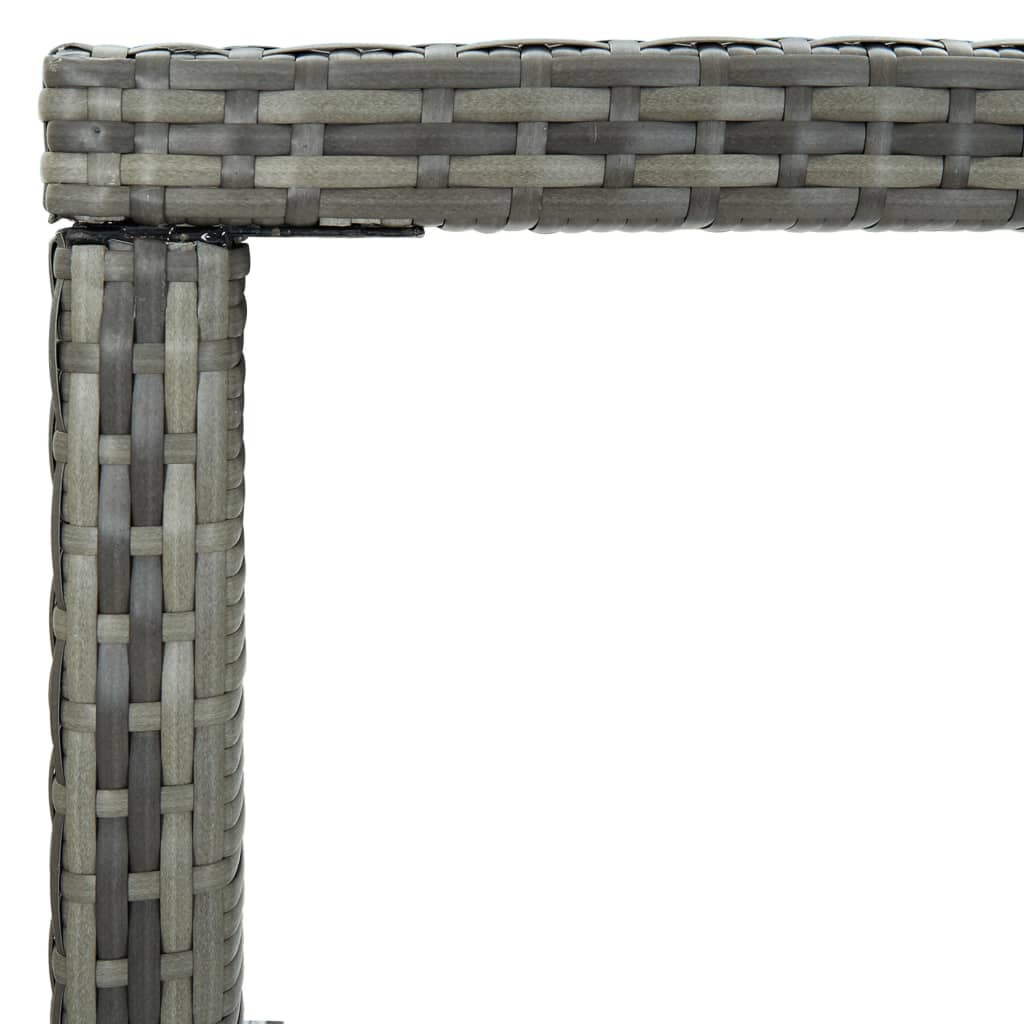 szürke polyrattan és üveg kerti bárasztal 130 x 60 x 110 cm