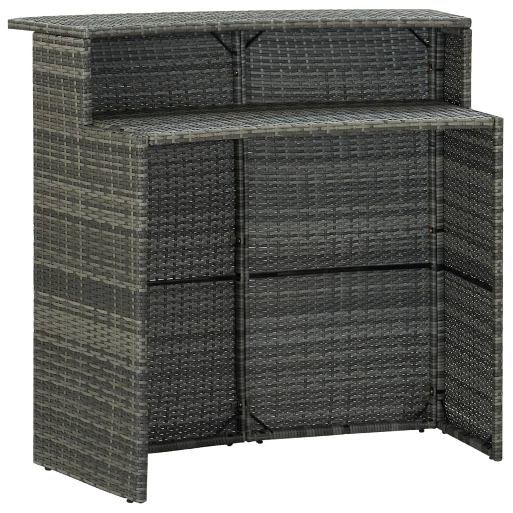 szürke polyrattan kerti bárasztal 120 x 55 x 110 cm
