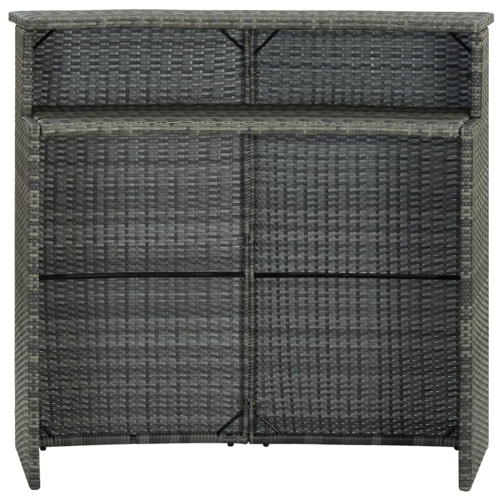 szürke polyrattan kerti bárasztal 120 x 55 x 110 cm