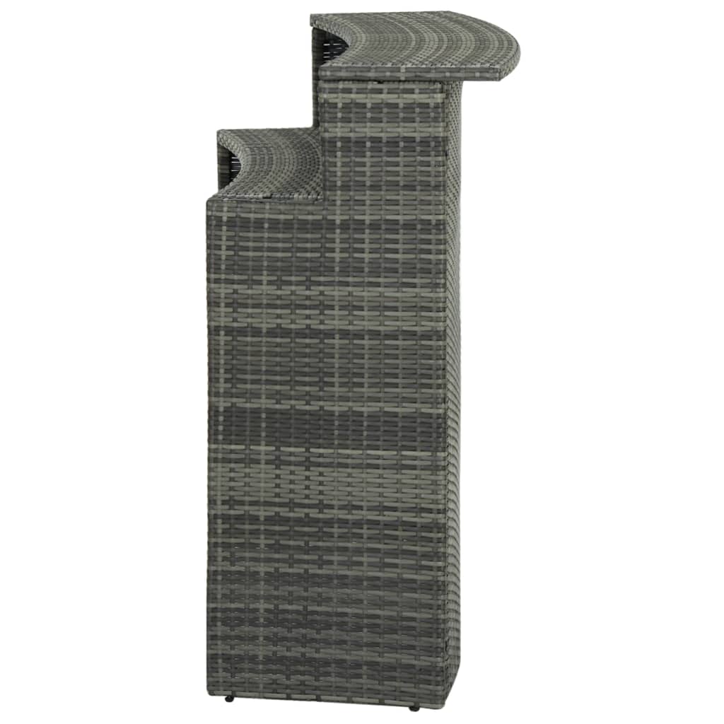 szürke polyrattan kerti bárasztal 120 x 55 x 110 cm