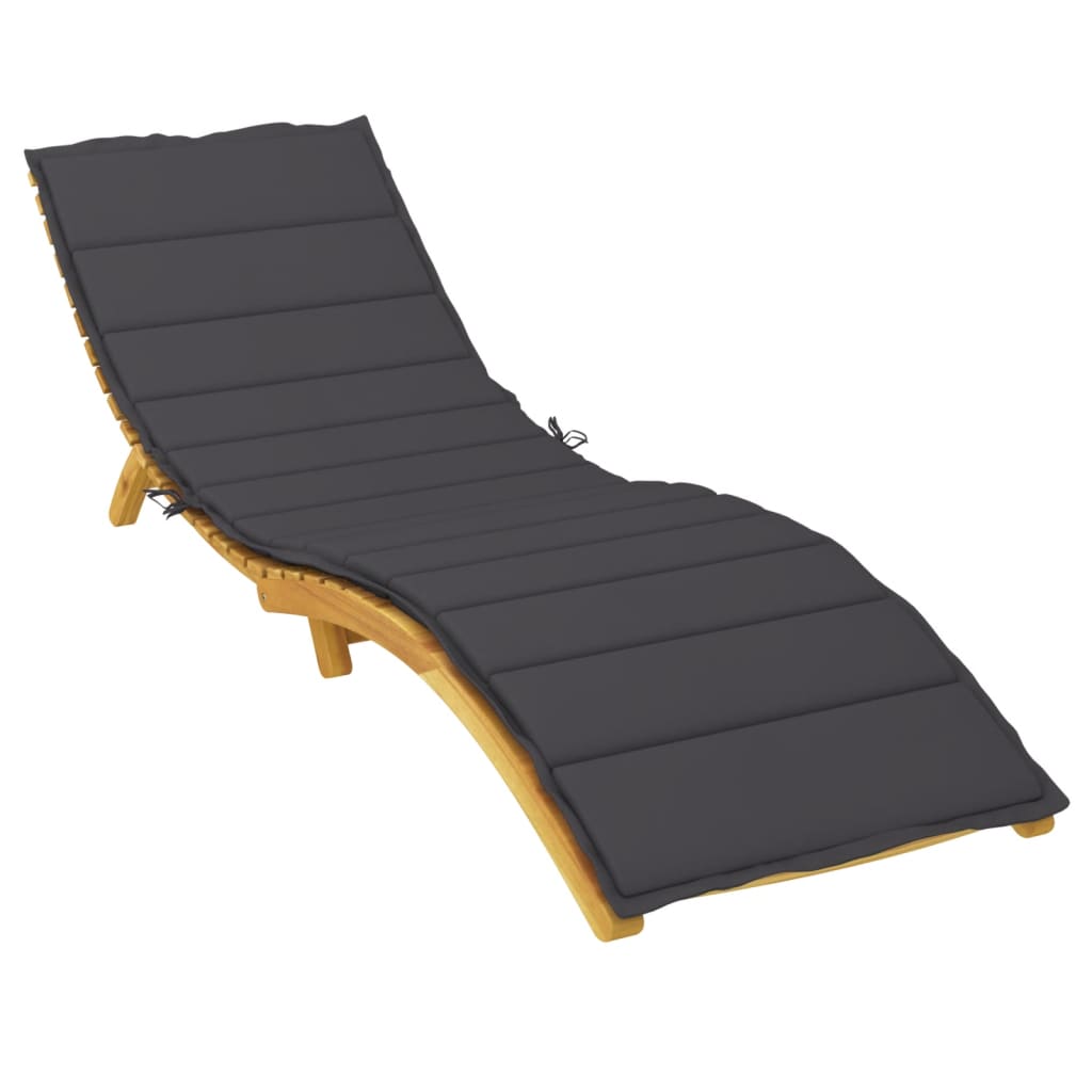 fekete oxford szövet napozóágy párna 200 x 60 x 3 cm