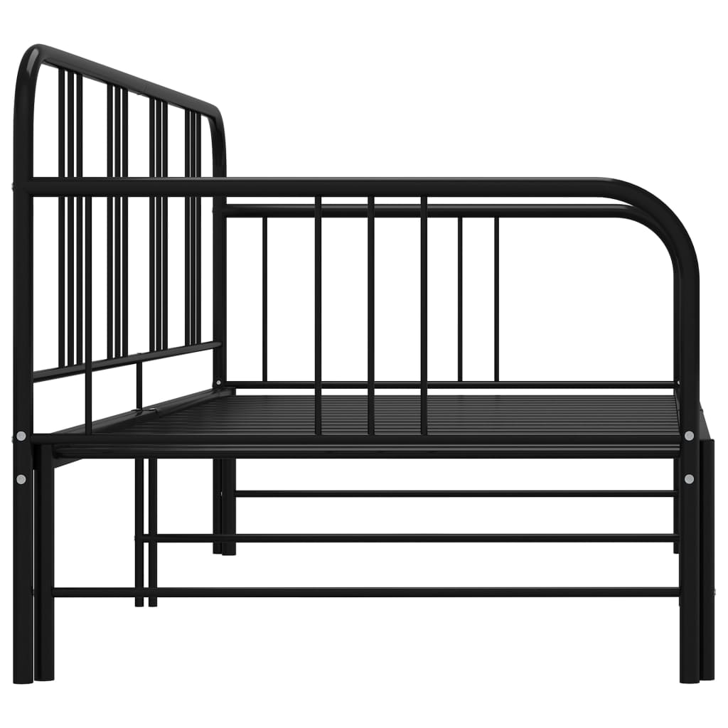 fekete fém kihúzható kanapéágy-keret 90 x 200 cm