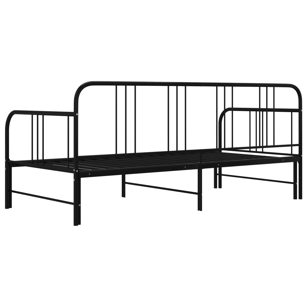 fekete fém kihúzható kanapéágy-keret 90 x 200 cm