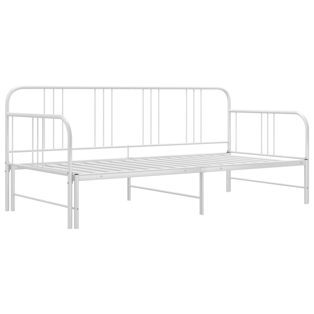 fehér fém kihúzható kanapéágy-keret 90 x 200 cm