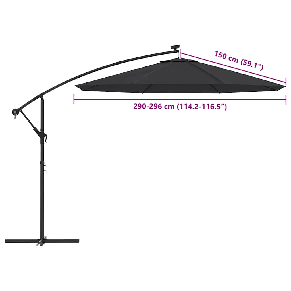 fekete konzolos napernyő csereponyva 300 cm