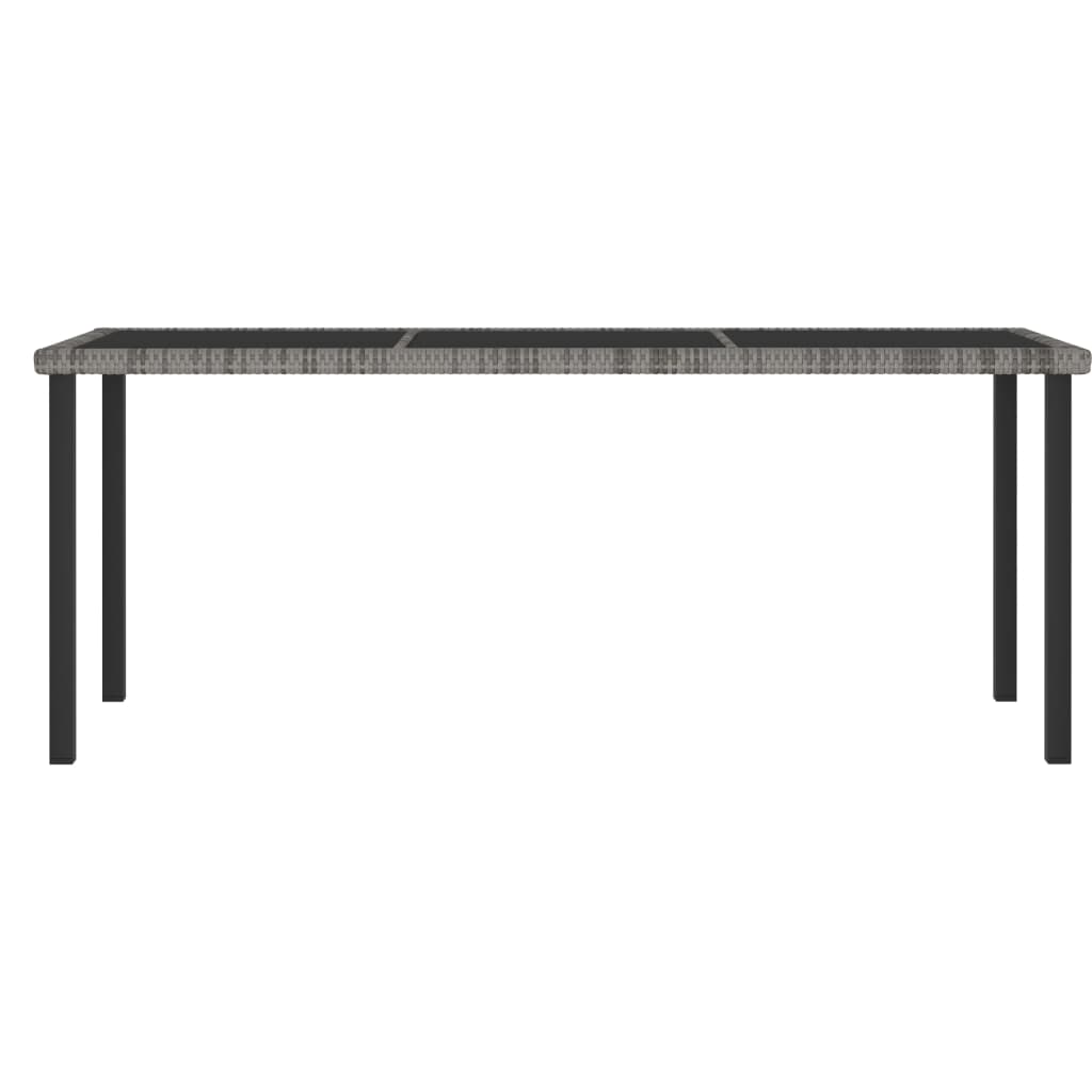 szürke polyrattan kerti étkezőasztal 180 x 70 x 73 cm