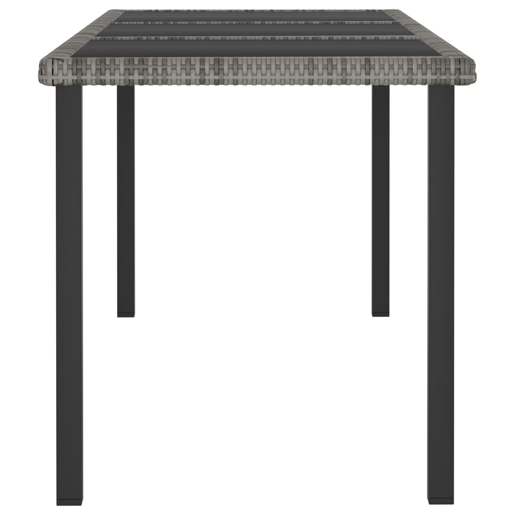 szürke polyrattan kerti étkezőasztal 180 x 70 x 73 cm