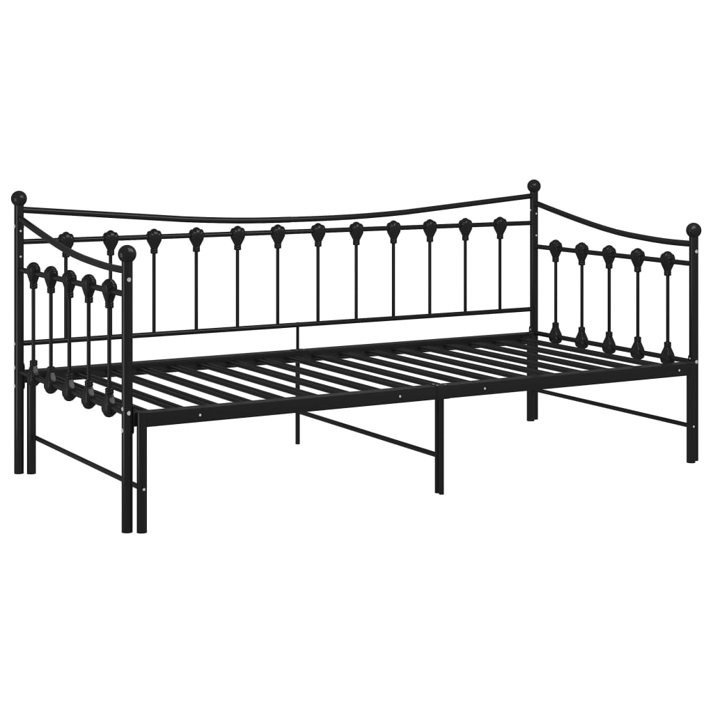fekete fém kihúzható kanapéágy-keret 90 x 200 cm