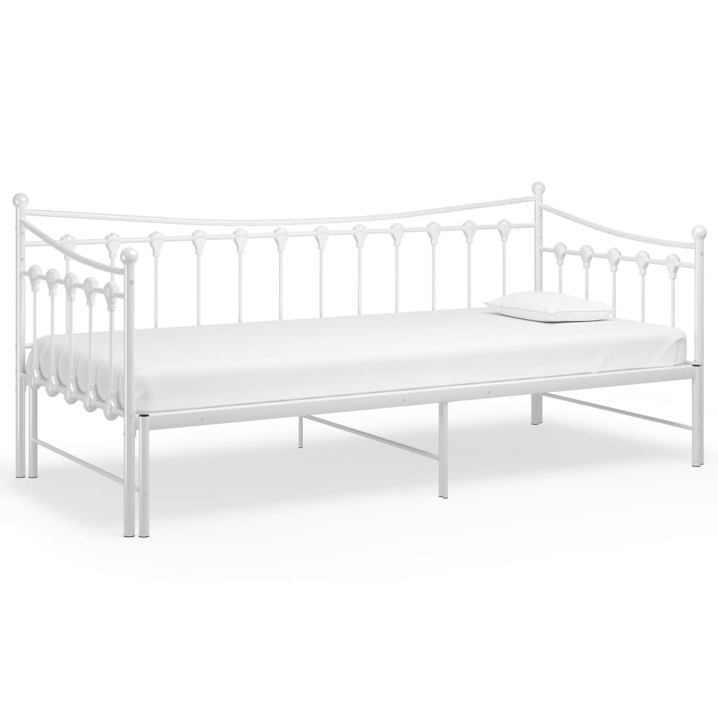 fehér fém kihúzható kanapéágy-keret 90 x 200 cm