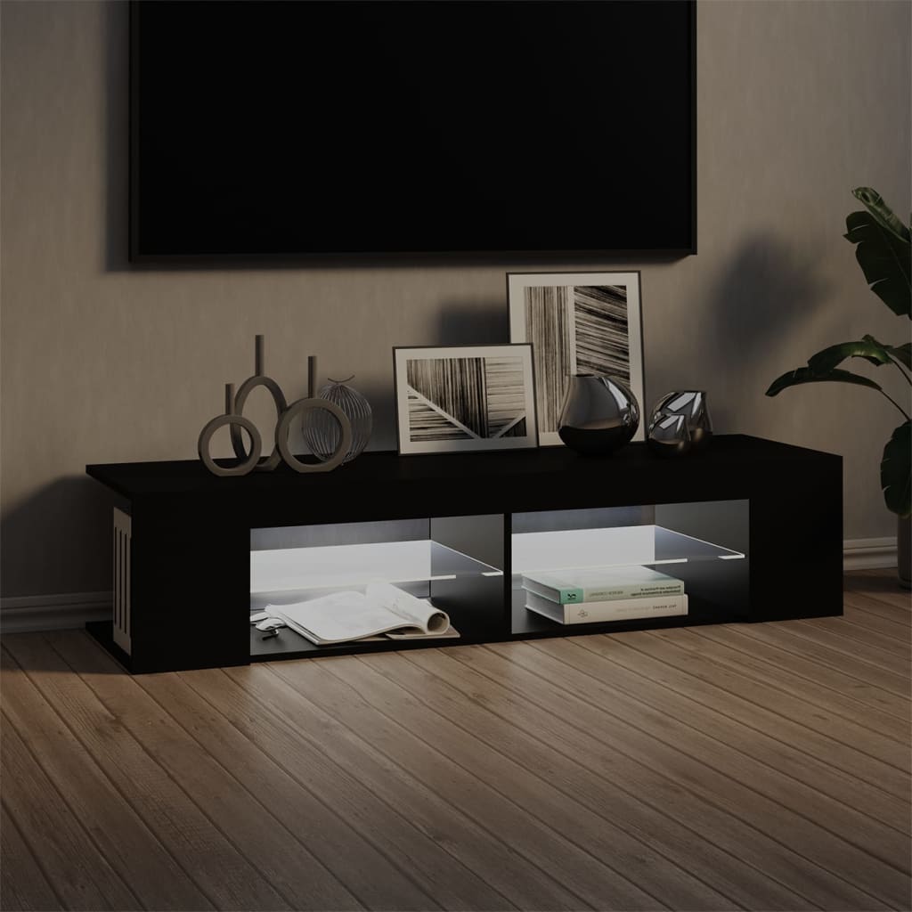 fekete TV-szekrény LED-lámpákkal 135 x 39 x 30 cm