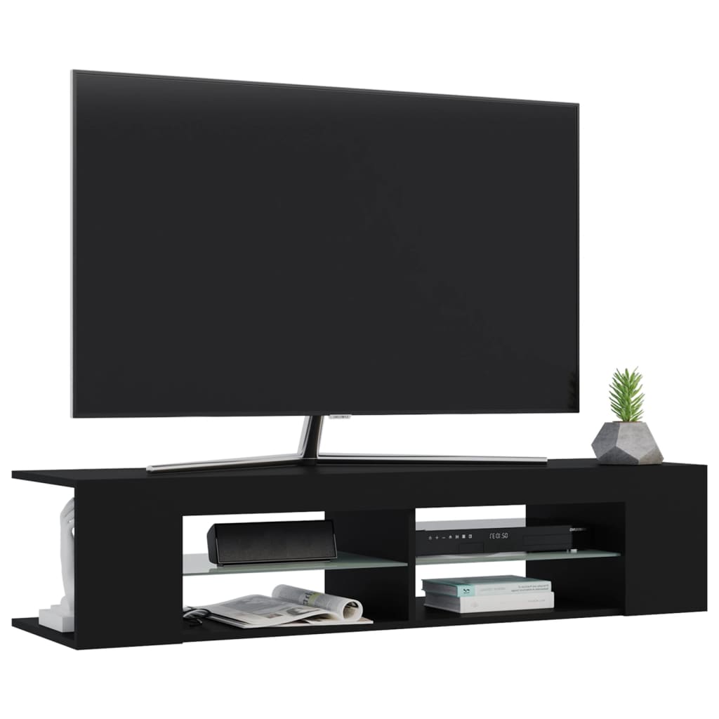 fekete TV-szekrény LED-lámpákkal 135 x 39 x 30 cm