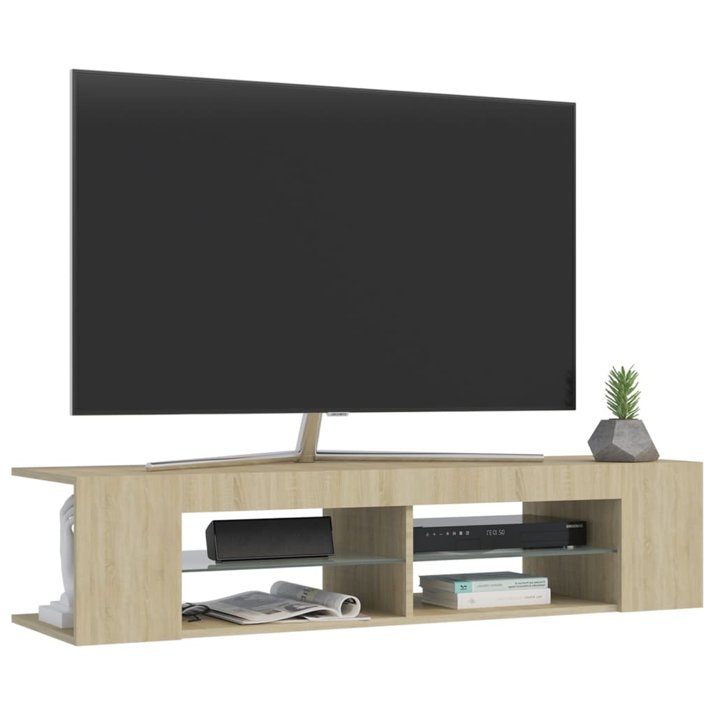 sonoma tölgy színű TV-szekrény LED-lámpákkal 135 x 39 x 30 cm