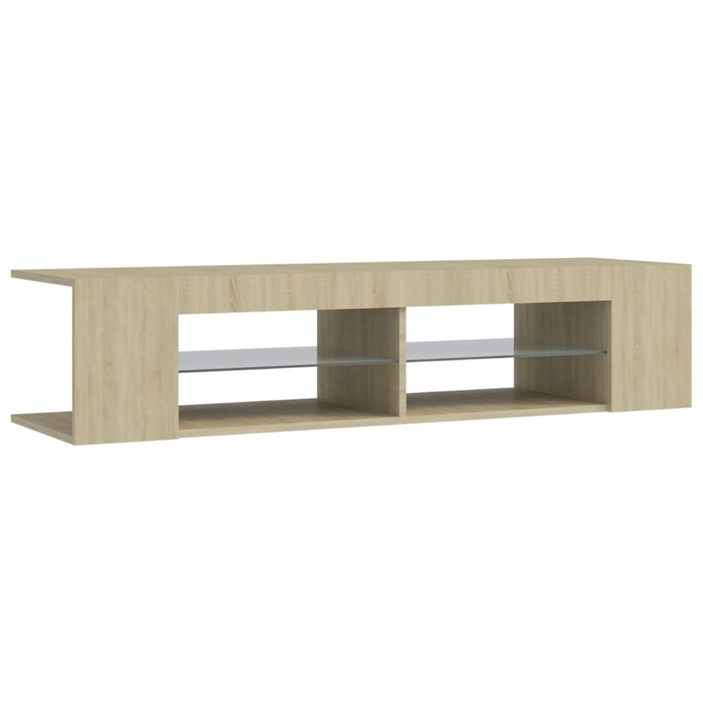 sonoma tölgy színű TV-szekrény LED-lámpákkal 135 x 39 x 30 cm