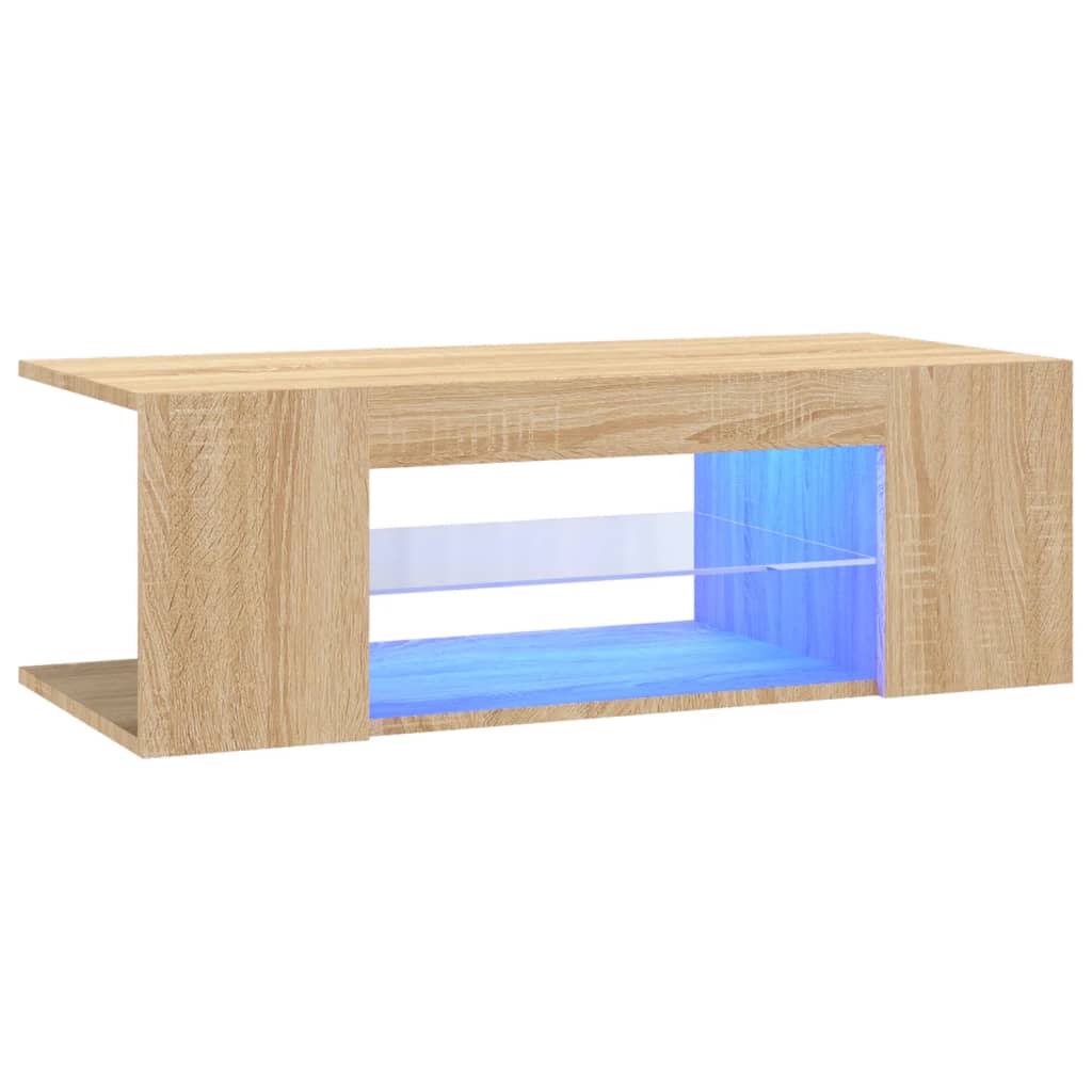 sonoma tölgy színű TV-szekrény LED lámpákkal 90 x 39 x 30 cm
