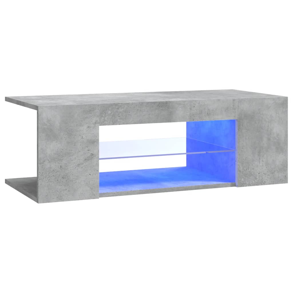 betonszürke TV-szekrény LED lámpákkal 90 x 39 x 30 cm