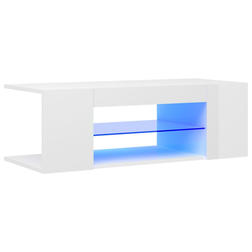 magasfényű fehér TV-szekrény LED lámpákkal 90 x 39 x 30 cm