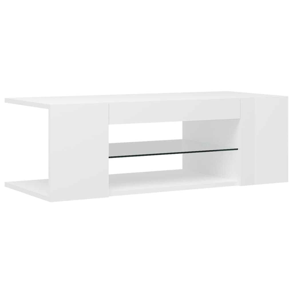 magasfényű fehér TV-szekrény LED lámpákkal 90 x 39 x 30 cm