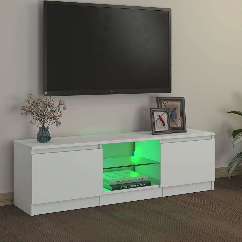 fehér TV-szekrény LED lámpákkal 120 x 30 x 36 cm