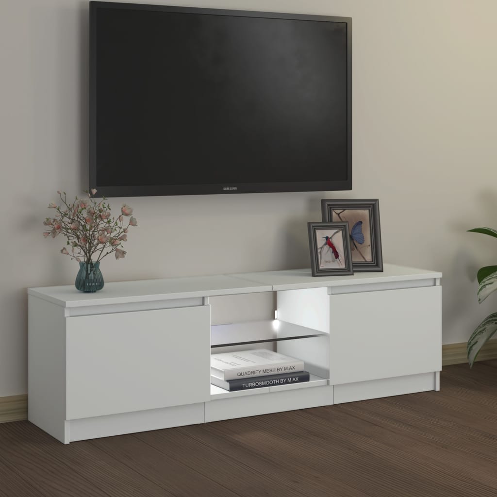 fehér TV-szekrény LED lámpákkal 120 x 30 x 36 cm
