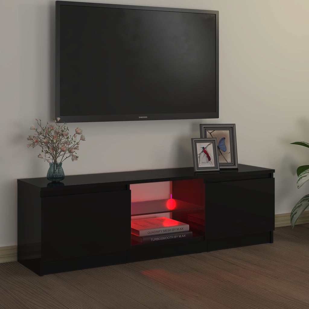 fekete TV-szekrény LED lámpákkal 120 x 30 x 36 cm