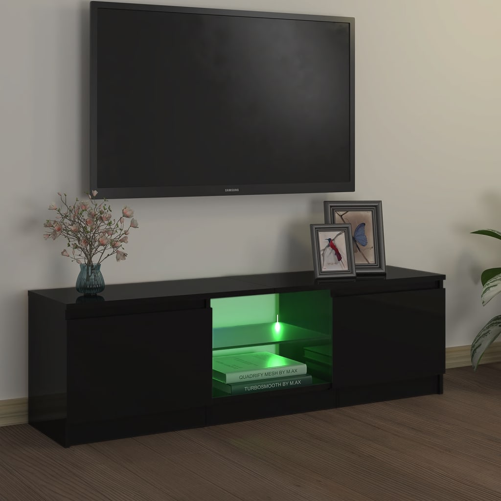 fekete TV-szekrény LED lámpákkal 120 x 30 x 36 cm
