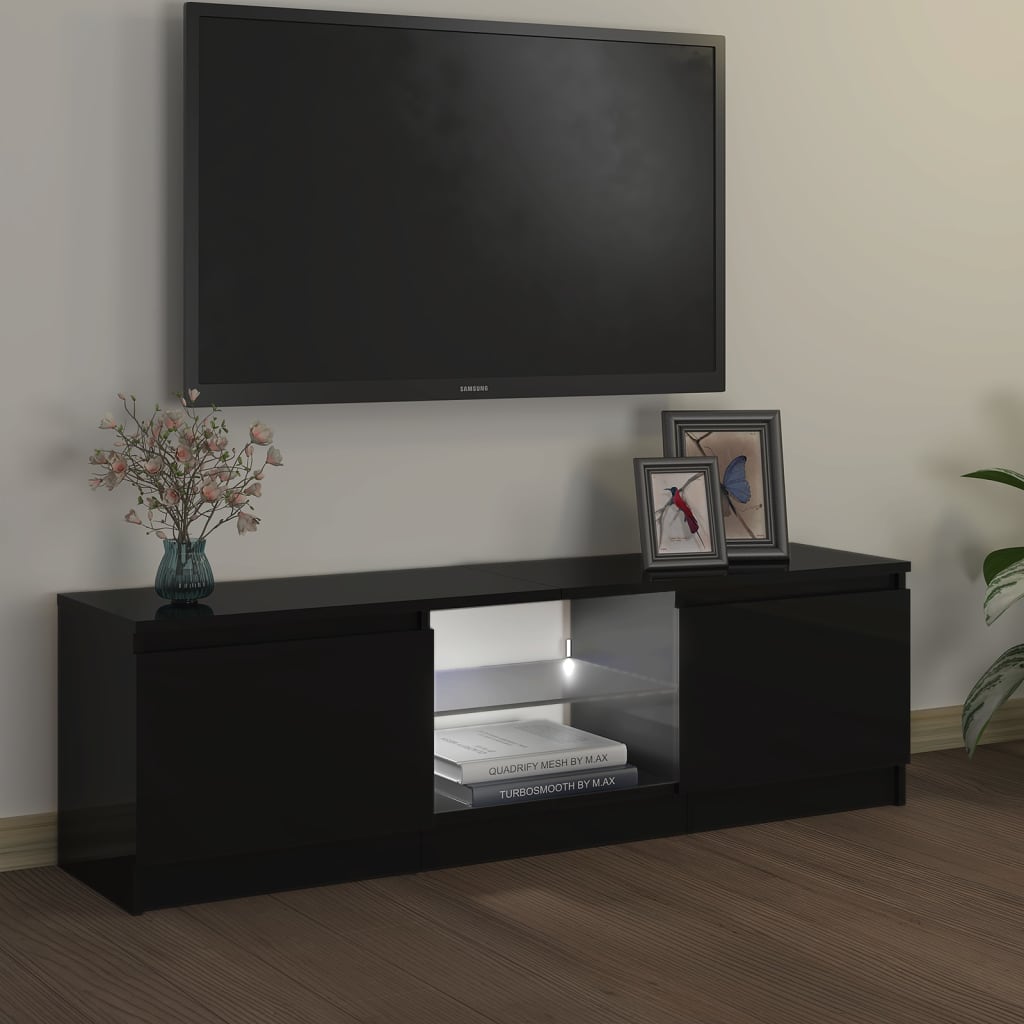 fekete TV-szekrény LED lámpákkal 120 x 30 x 36 cm