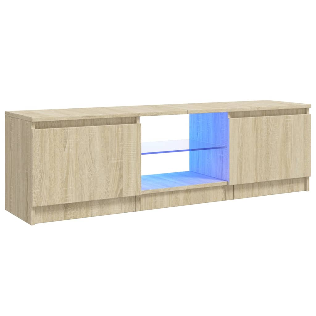 sonoma tölgy színű TV-szekrény LED lámpákkal 120x30x36 cm