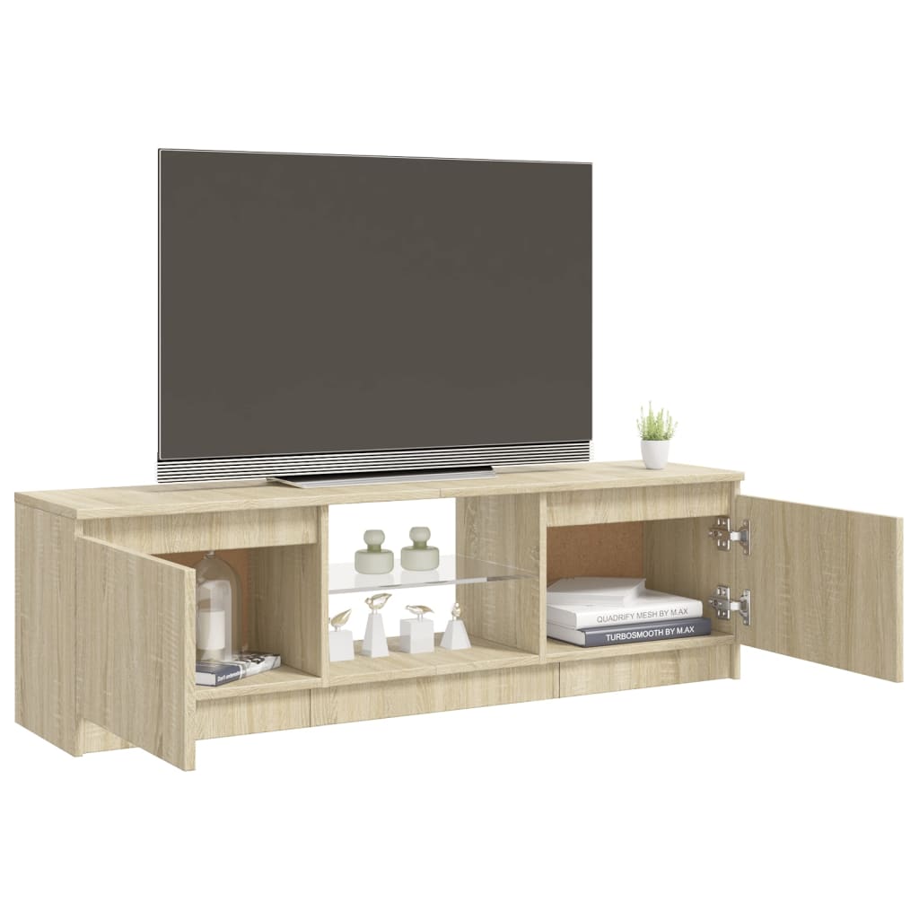 sonoma tölgy színű TV-szekrény LED lámpákkal 120x30x36 cm