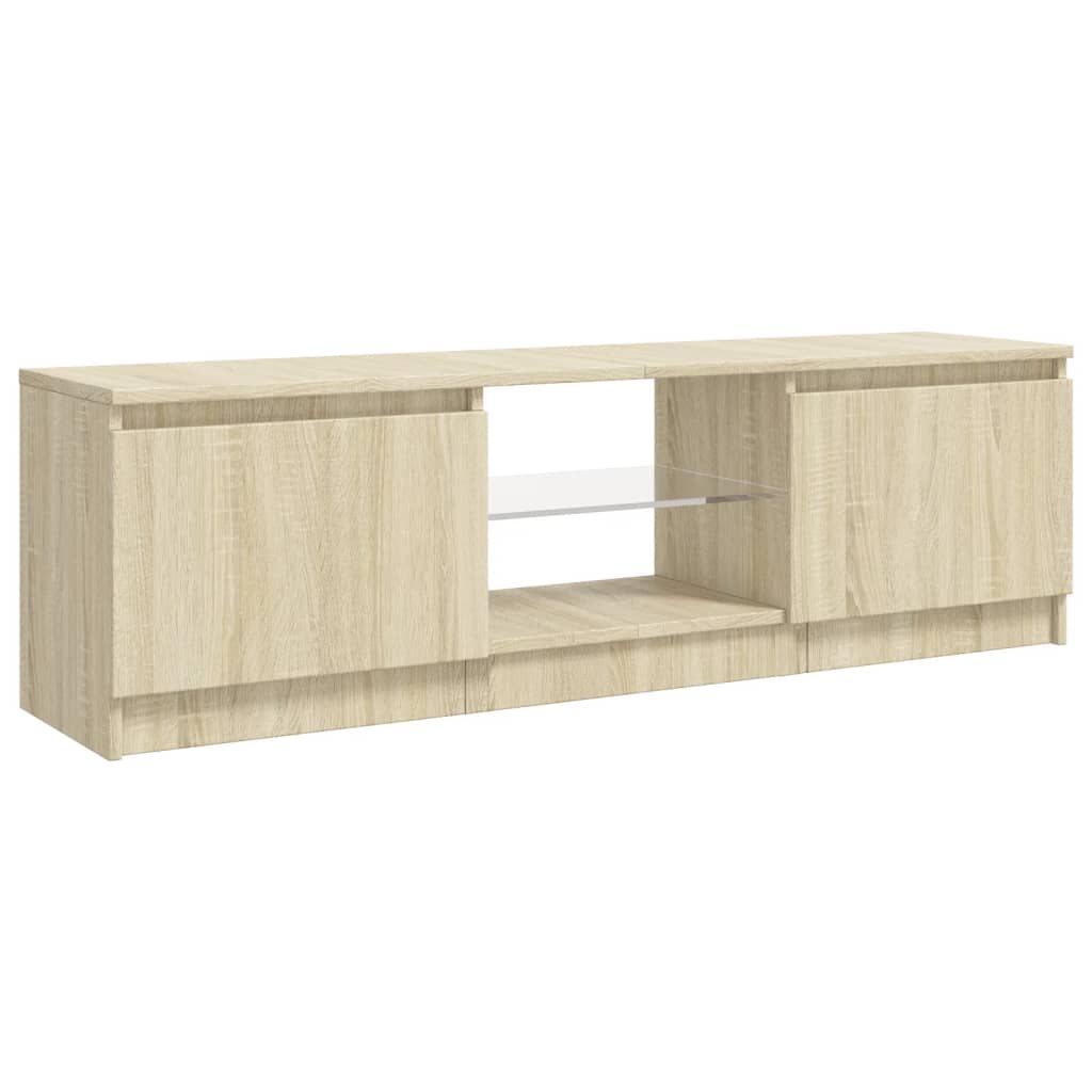 sonoma tölgy színű TV-szekrény LED lámpákkal 120x30x36 cm