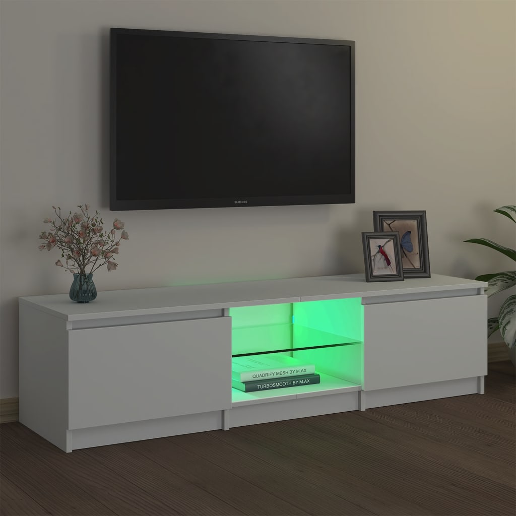 fehér TV-szekrény LED lámpákkal 140 x 40 x 36 cm