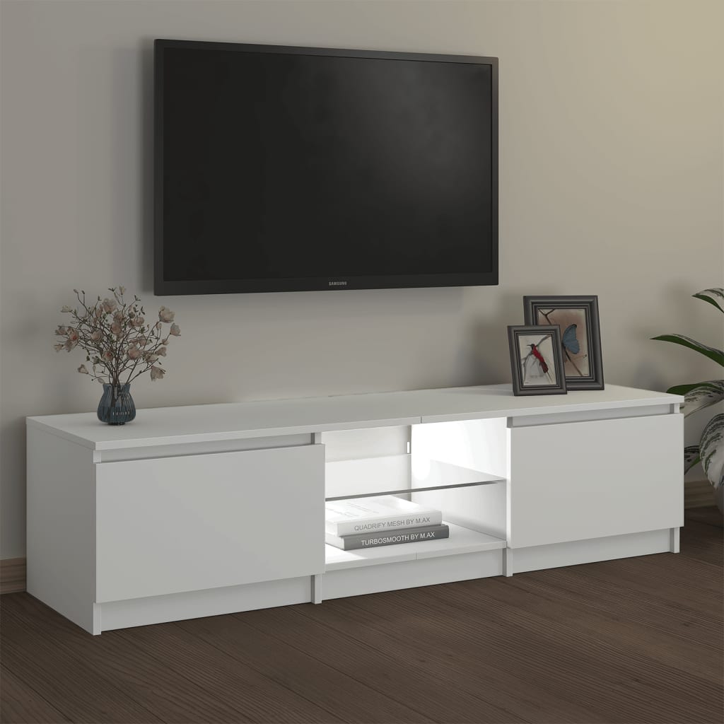 fehér TV-szekrény LED lámpákkal 140 x 40 x 36 cm