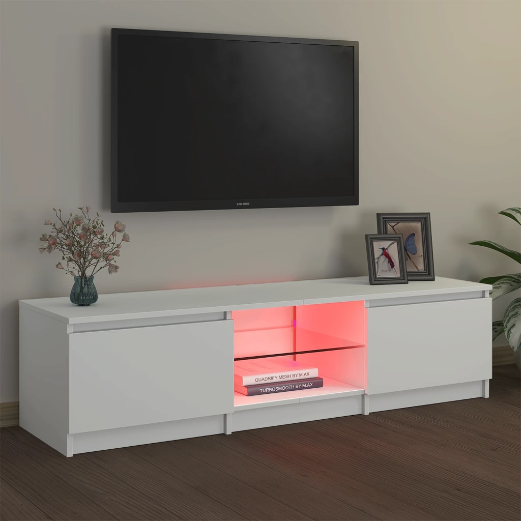 fehér TV-szekrény LED lámpákkal 140 x 40 x 36 cm