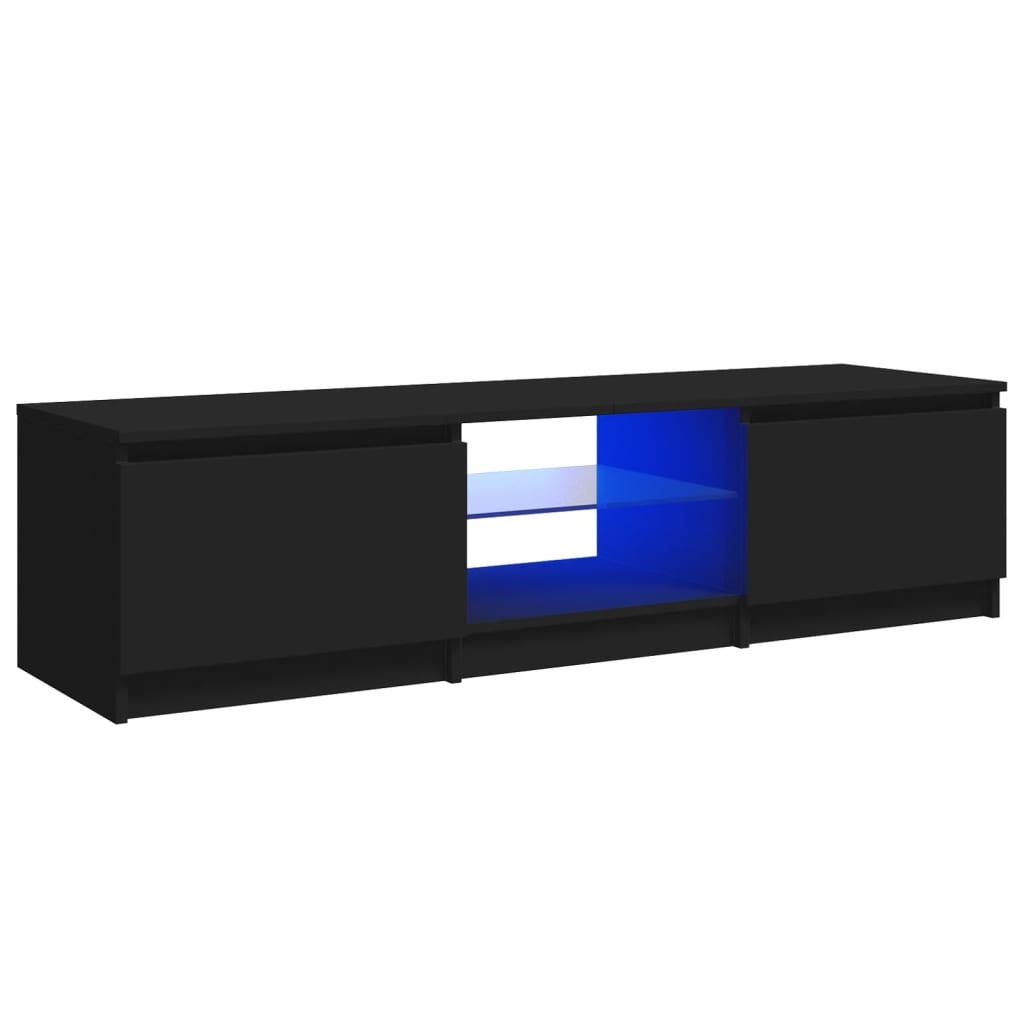 fekete TV-szekrény LED lámpákkal 140 x 40 x 36 cm