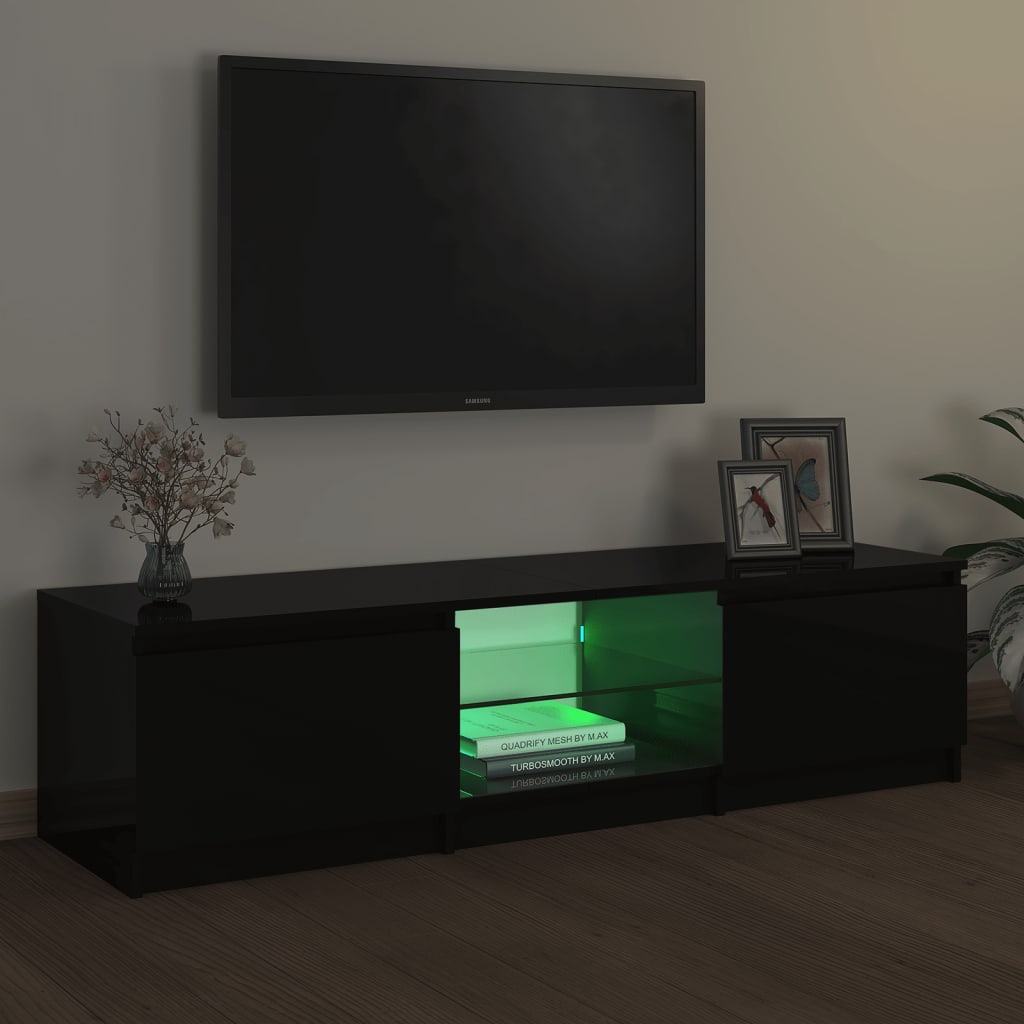 fekete TV-szekrény LED lámpákkal 140 x 40 x 36 cm