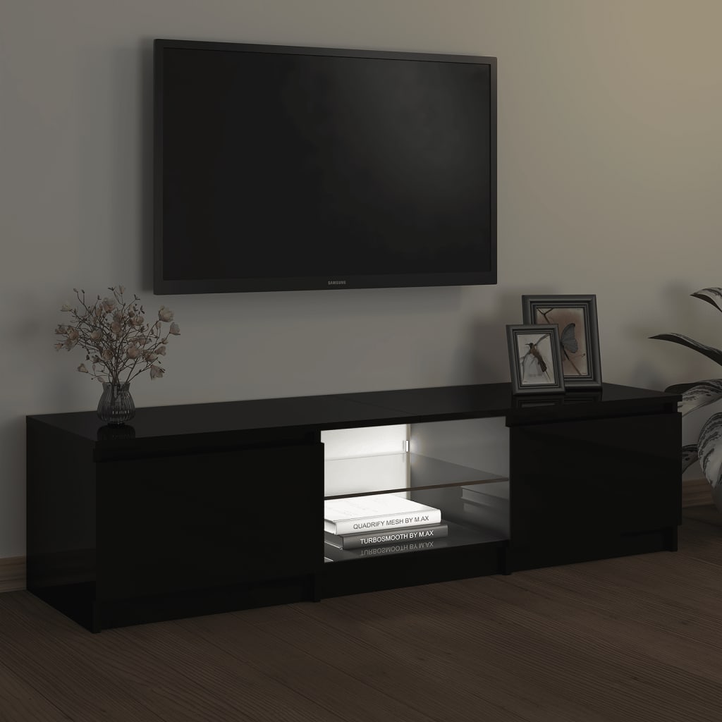 fekete TV-szekrény LED lámpákkal 140 x 40 x 36 cm