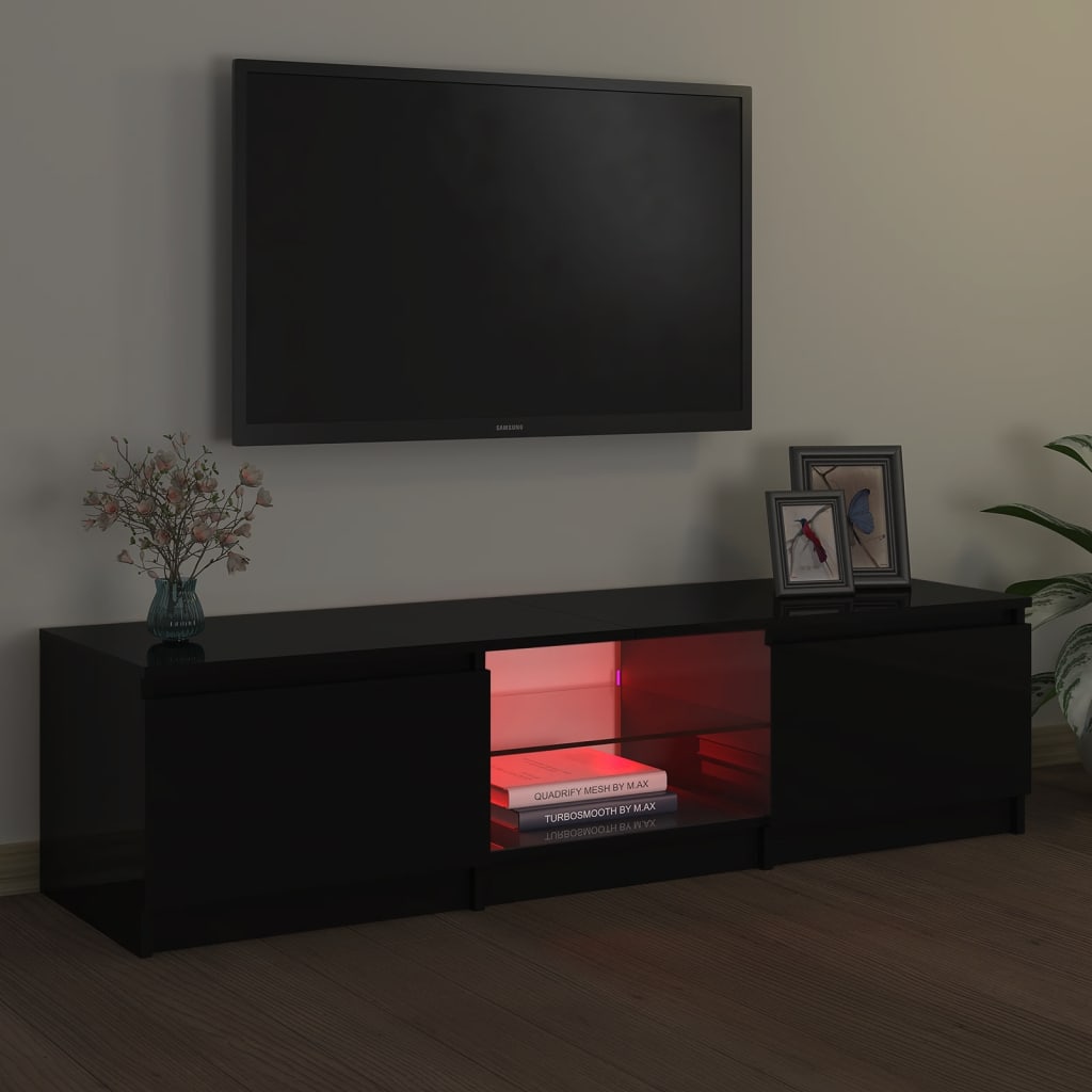 fekete TV-szekrény LED lámpákkal 140 x 40 x 36 cm