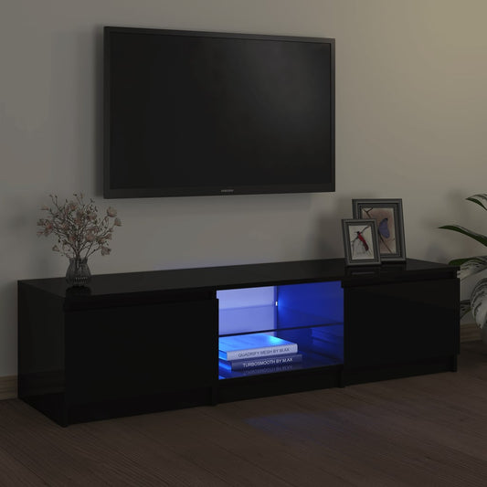 fekete TV-szekrény LED lámpákkal 140 x 40 x 36 cm
