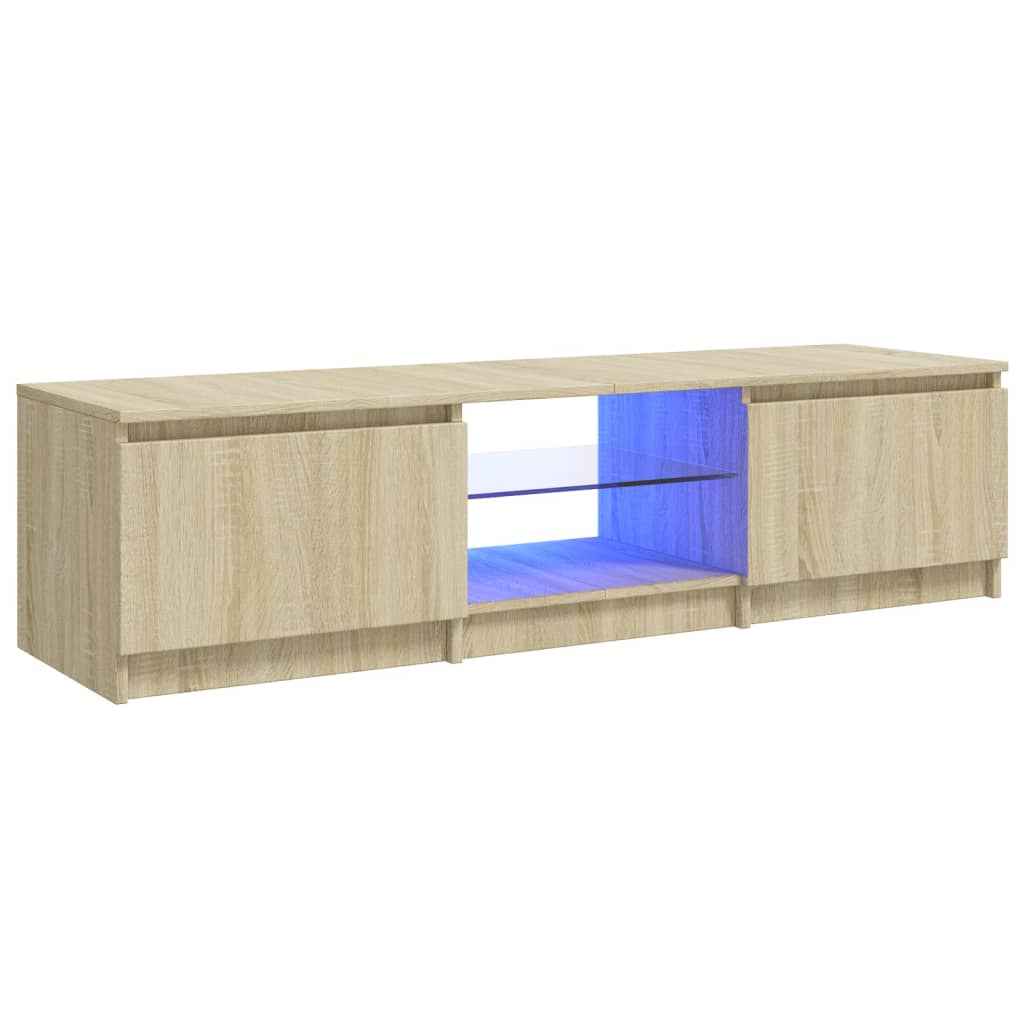 sonoma tölgy színű TV-szekrény LED lámpákkal 140x40x36 cm