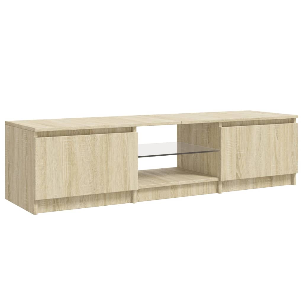 sonoma tölgy színű TV-szekrény LED lámpákkal 140x40x36 cm