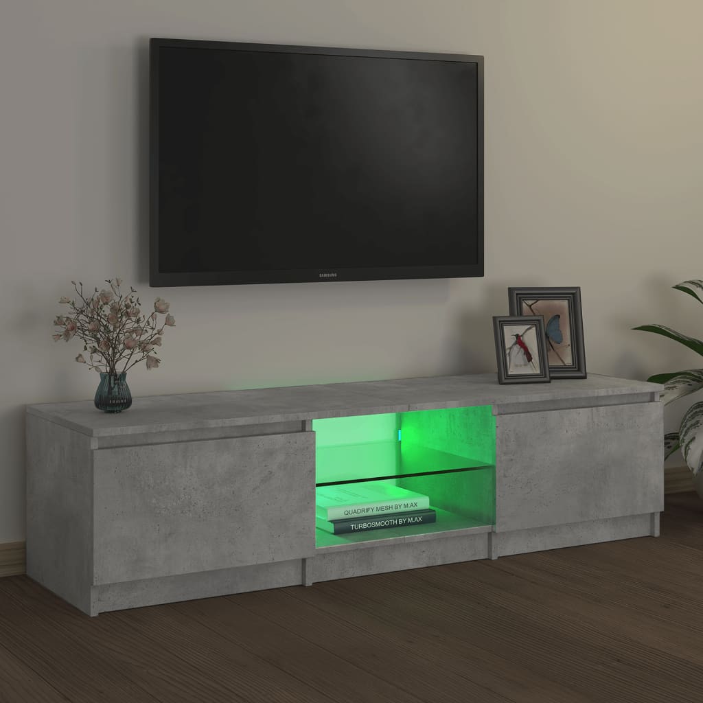 szürke TV-szekrény LED-világítással 140 x 40 x 36 cm