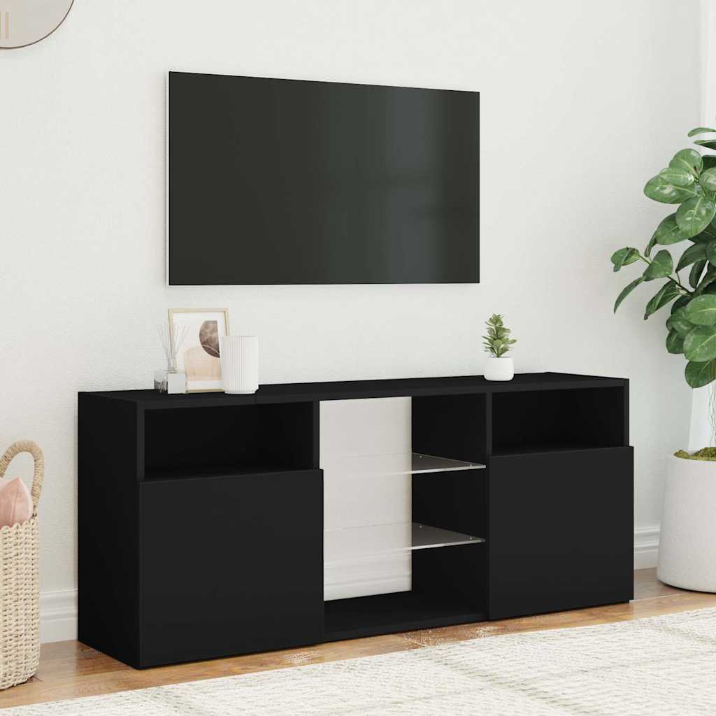 fekete TV-szekrény LED-lámpákkal 120 x 30 x 50 cm