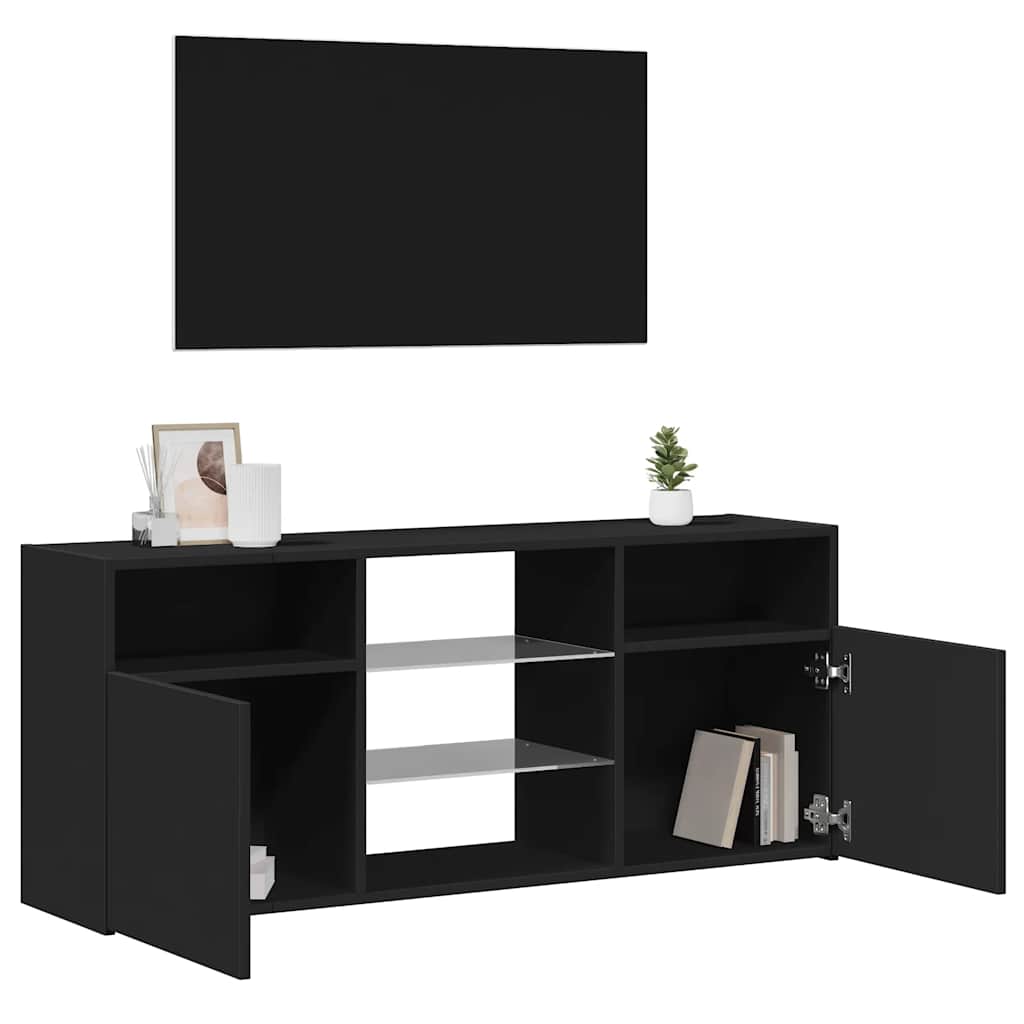fekete TV-szekrény LED-lámpákkal 120 x 30 x 50 cm