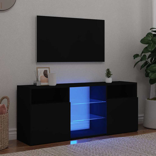 fekete TV-szekrény LED-lámpákkal 120 x 30 x 50 cm