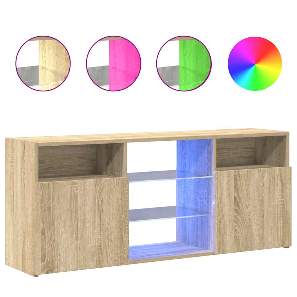 sonoma tölgy színű TV-szekrény LED lámpákkal 120x30x50 cm