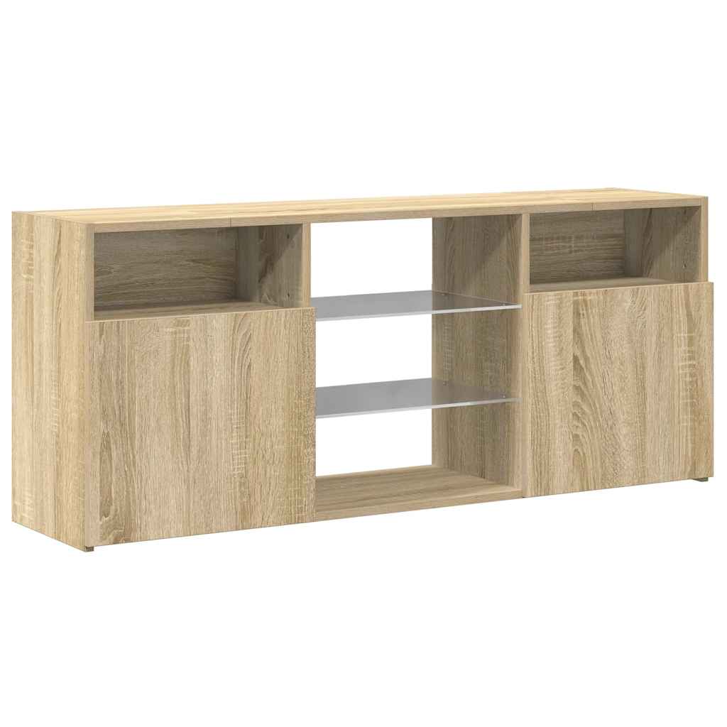 sonoma tölgy színű TV-szekrény LED lámpákkal 120x30x50 cm