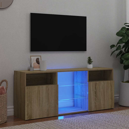 sonoma tölgy színű TV-szekrény LED lámpákkal 120x30x50 cm