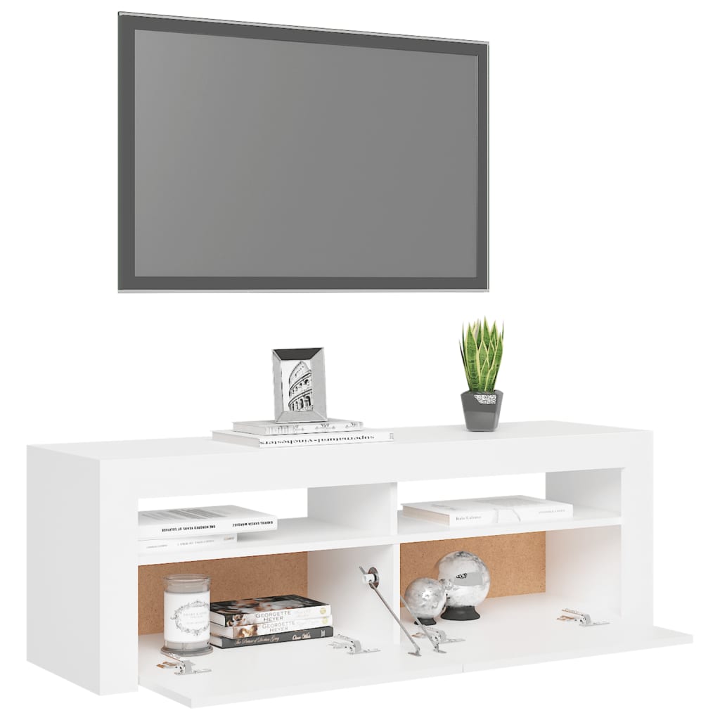 fehér TV-szekrény LED-lámpákkal 120 x 35 x 40 cm