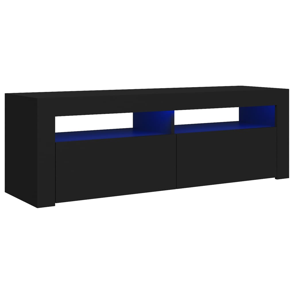 fekete TV-szekrény LED-világítással 120 x 35 x 40 cm