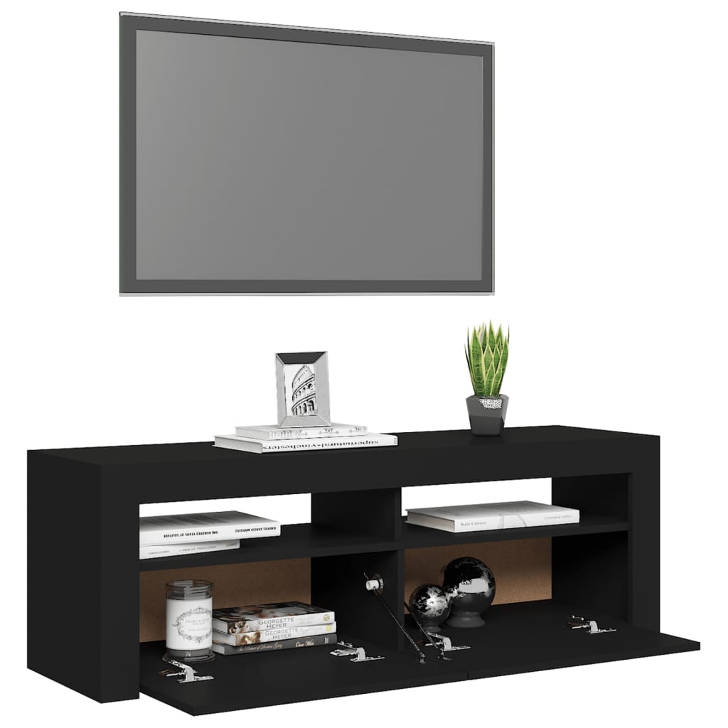 fekete TV-szekrény LED-világítással 120 x 35 x 40 cm
