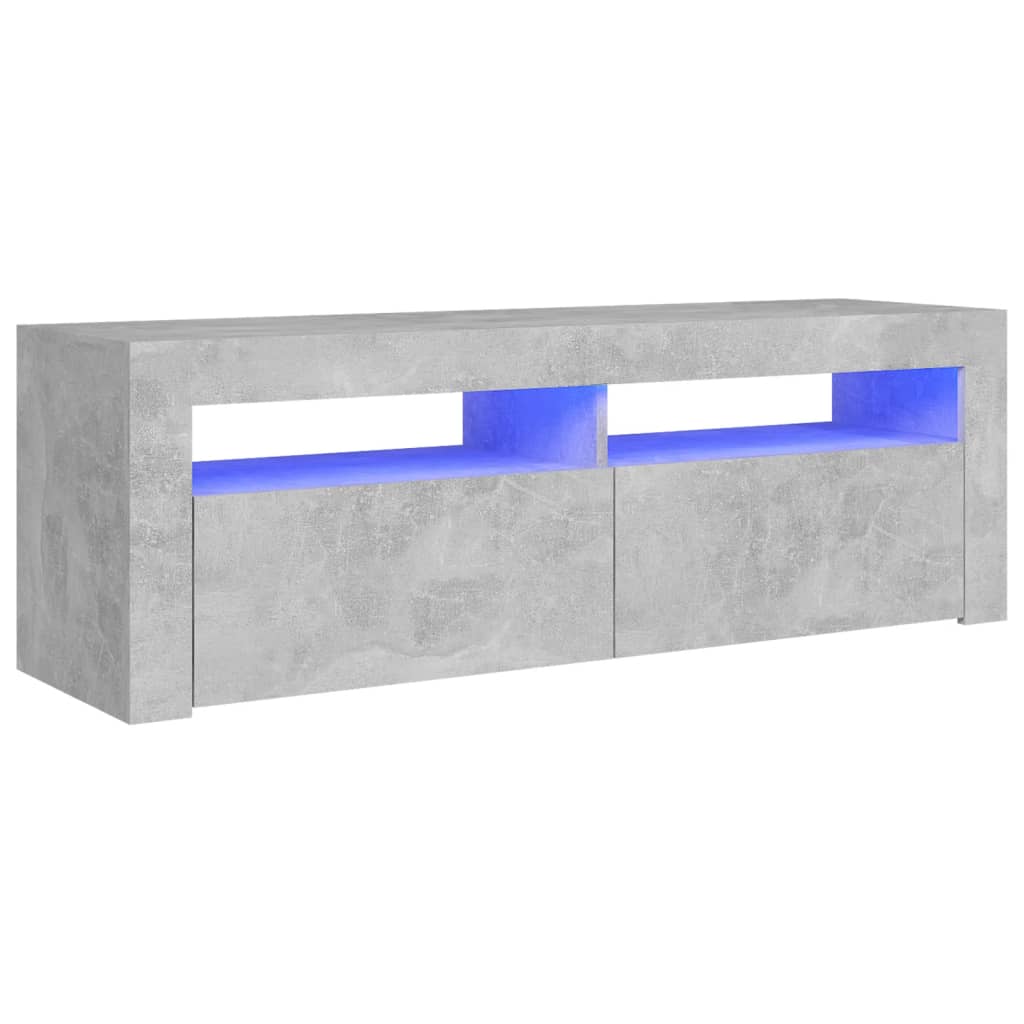 betonszürke TV-szekrény LED-világítással 120 x 35 x 40 cm